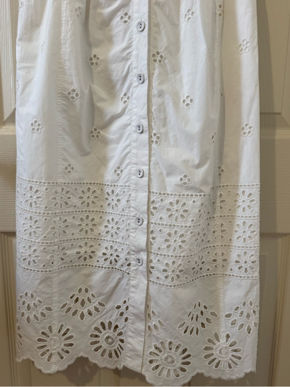 SEA NY White Eyelet Button-Front Sundress Size 0 - Picture 5 of 9